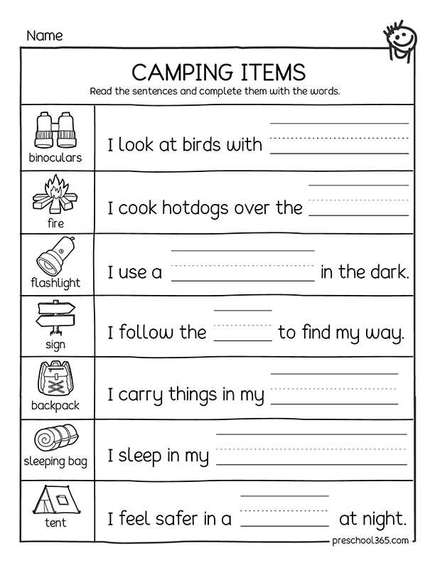 camping worksheet for preschool camping worksheet for preschool