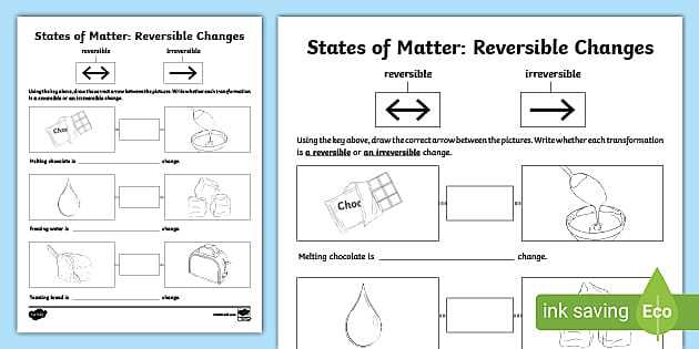 change of state worksheet