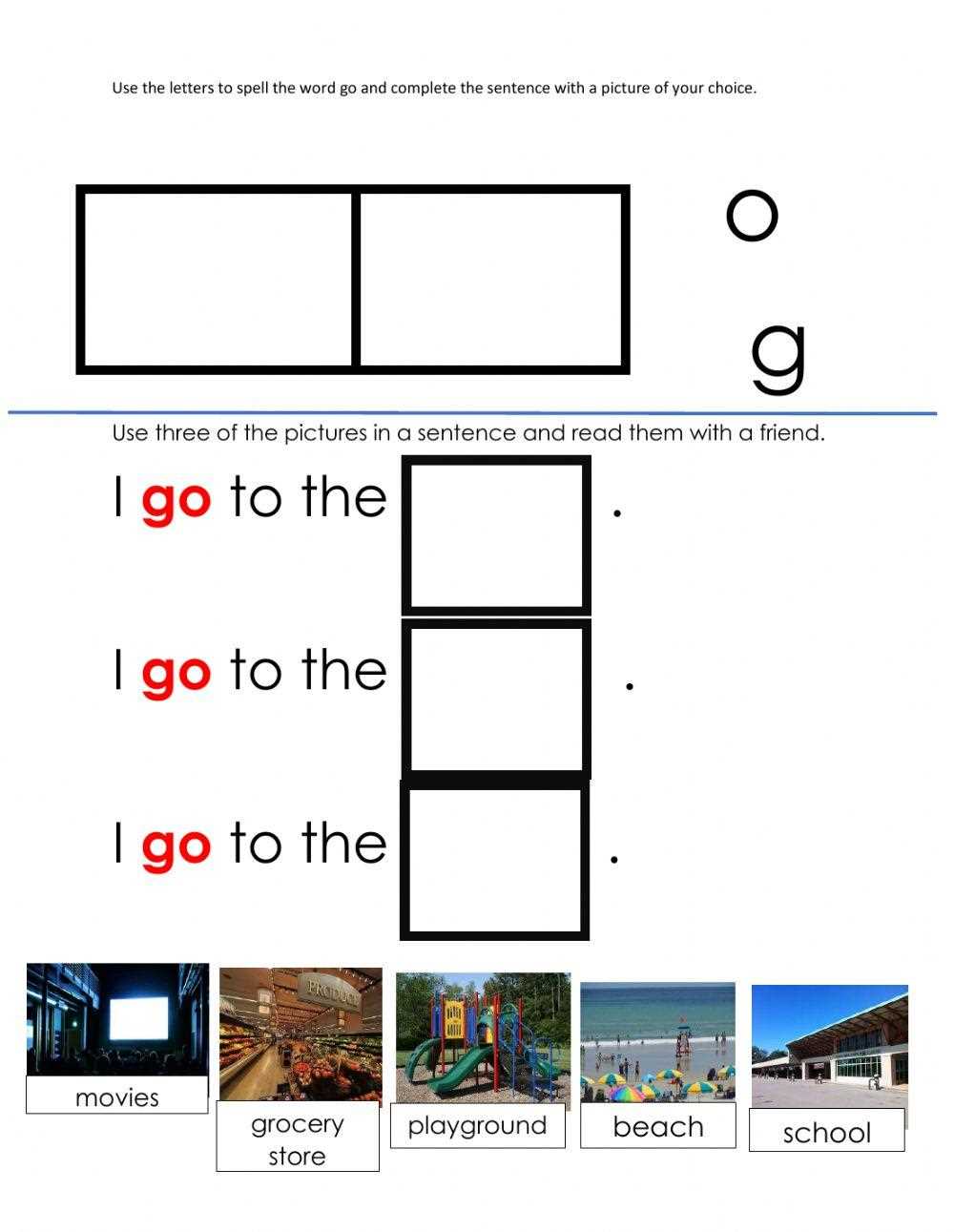 sight word go worksheet