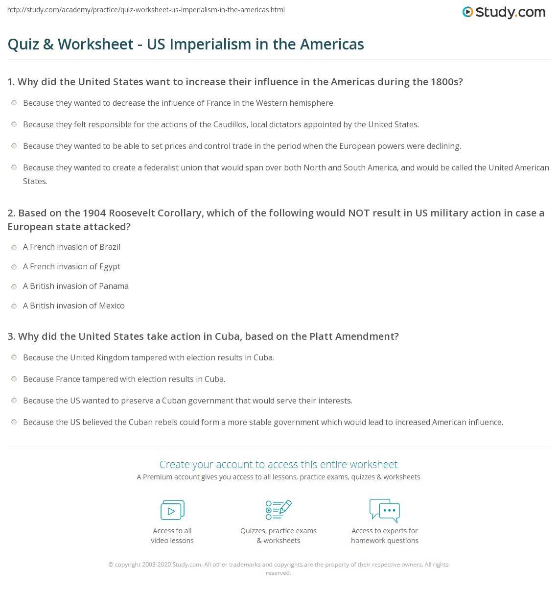american imperialism worksheet