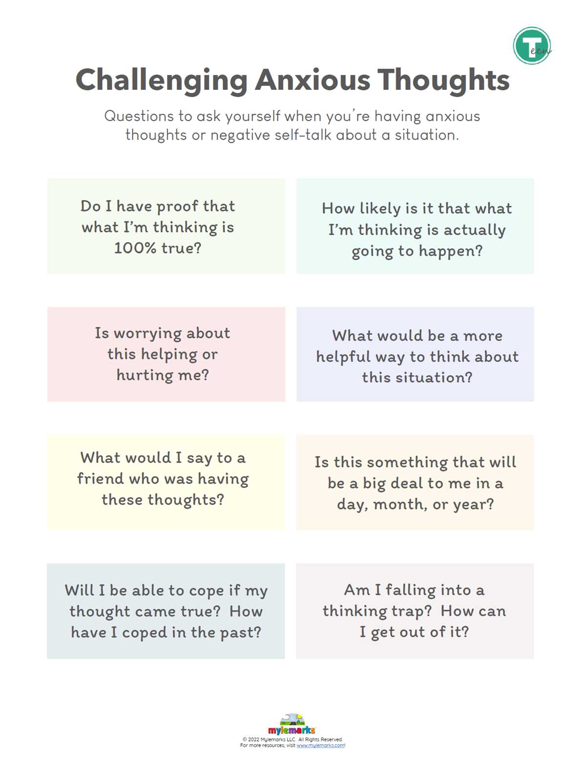challenging unhelpful thoughts worksheet