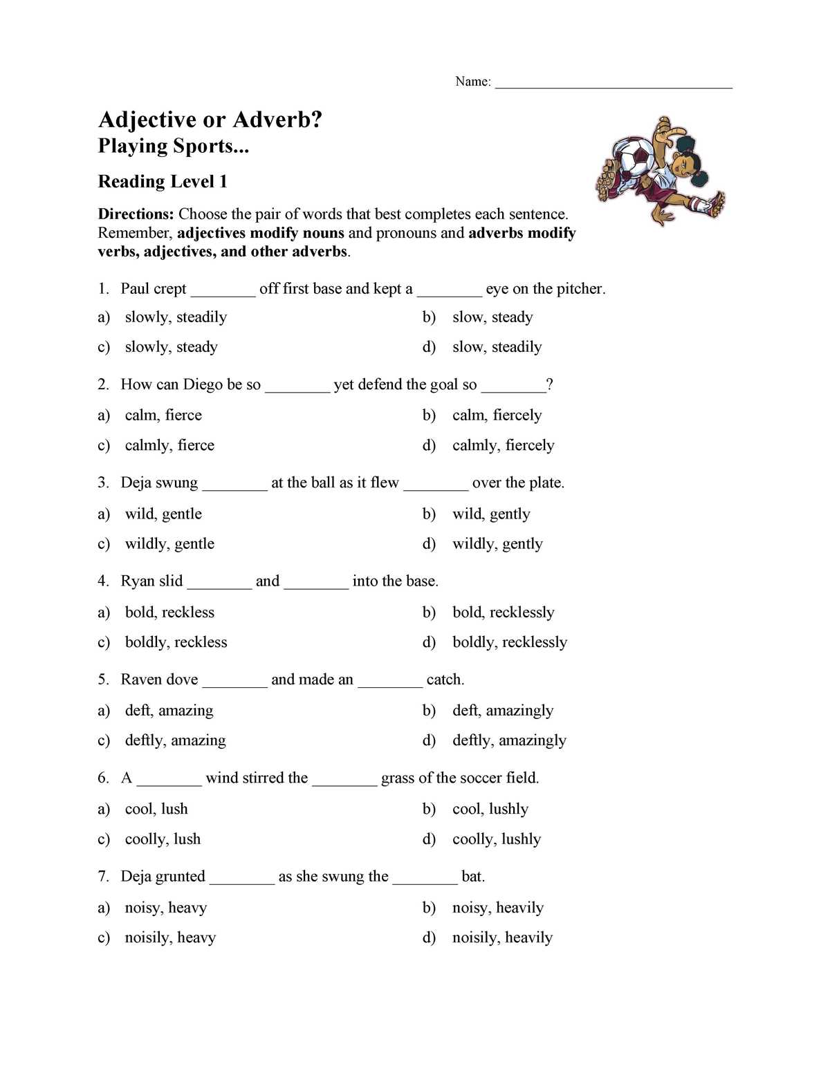 change adjectives to adverbs worksheet