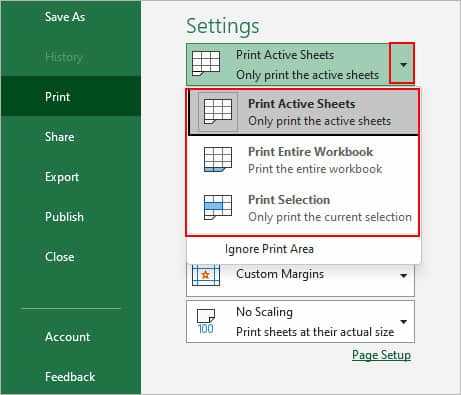 change the margins of the current worksheet to narrow