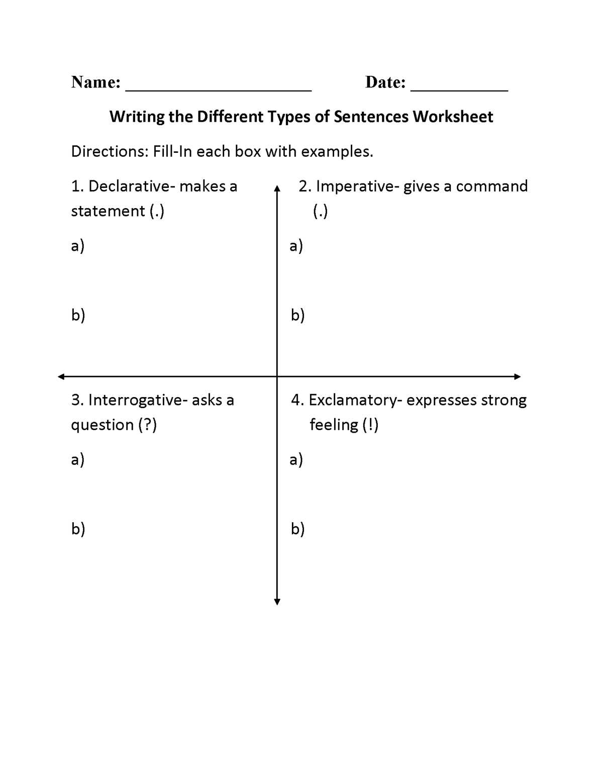 change types of sentences worksheet