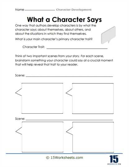 character development worksheet elementary