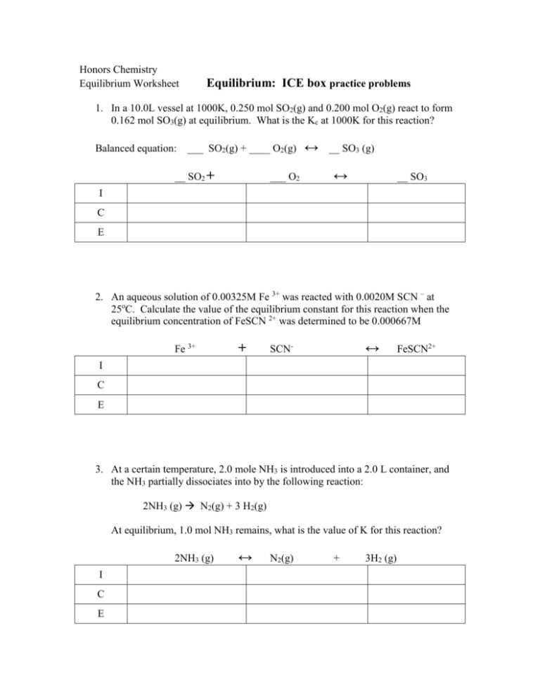 chemical equilibrium smart worksheet