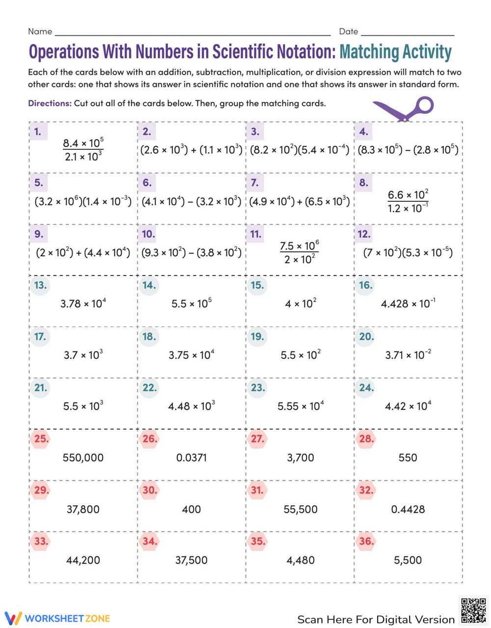 chemistry scientific notation worksheet