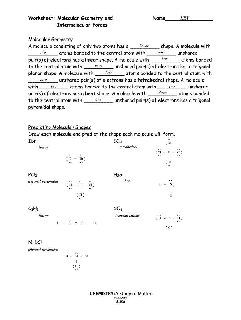 chemistry shapes of molecules worksheet