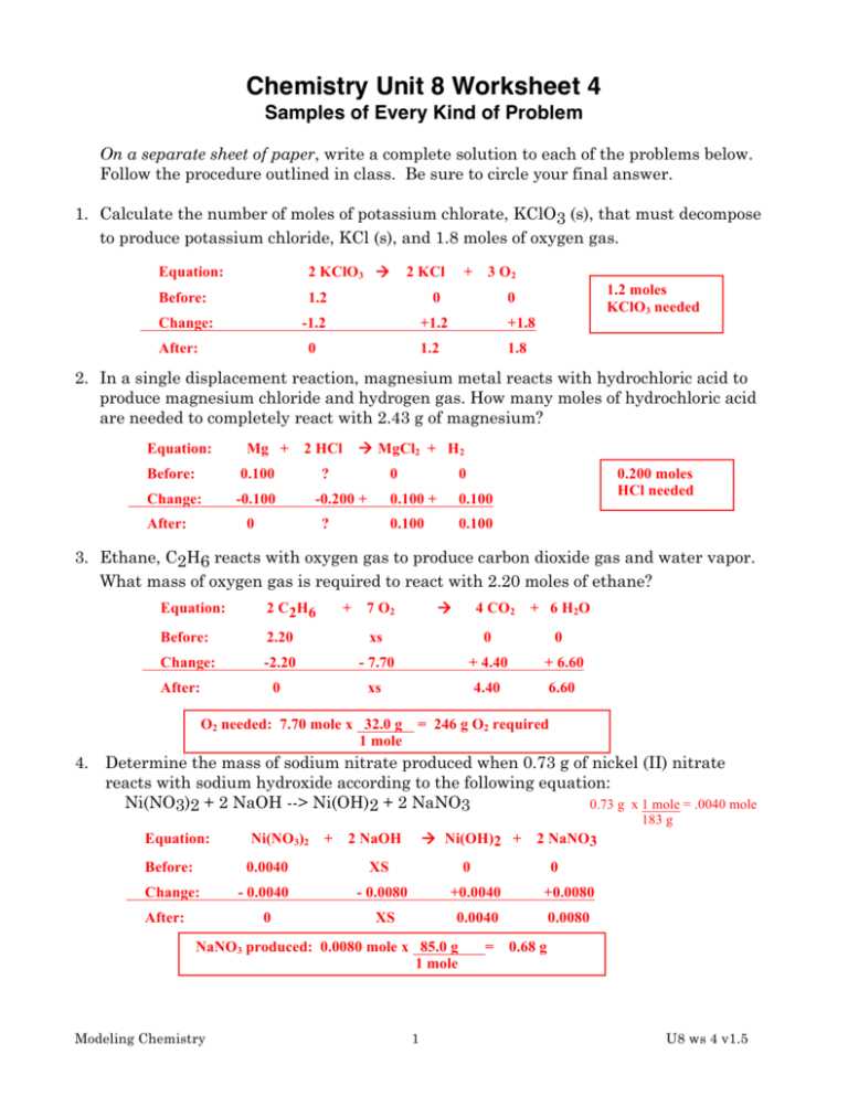 chemistry unit 8 worksheet 2