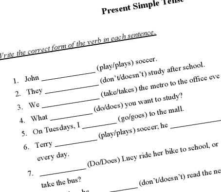 choose the correct form of verb worksheet