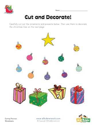 christmas cutting worksheets