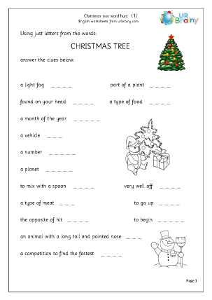 christmas cvc worksheets