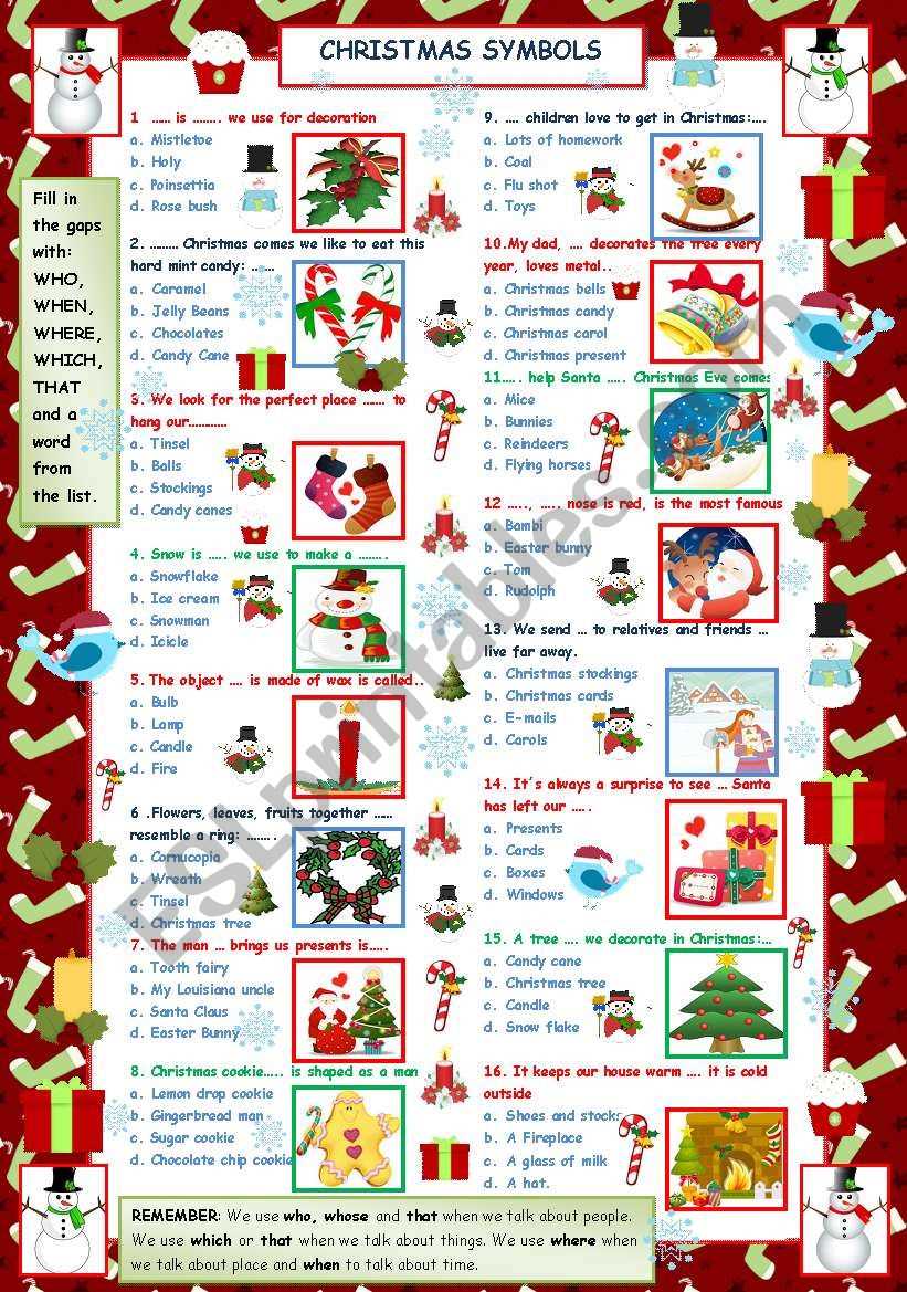 christmas definitions worksheet