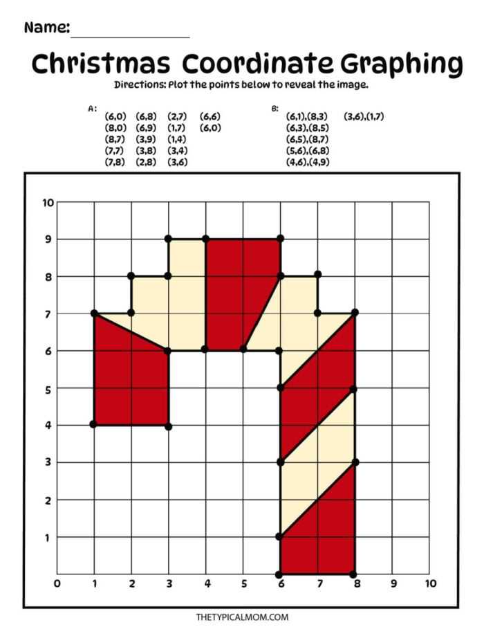 christmas graphing worksheets middle school
