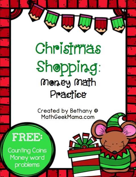christmas money math worksheets