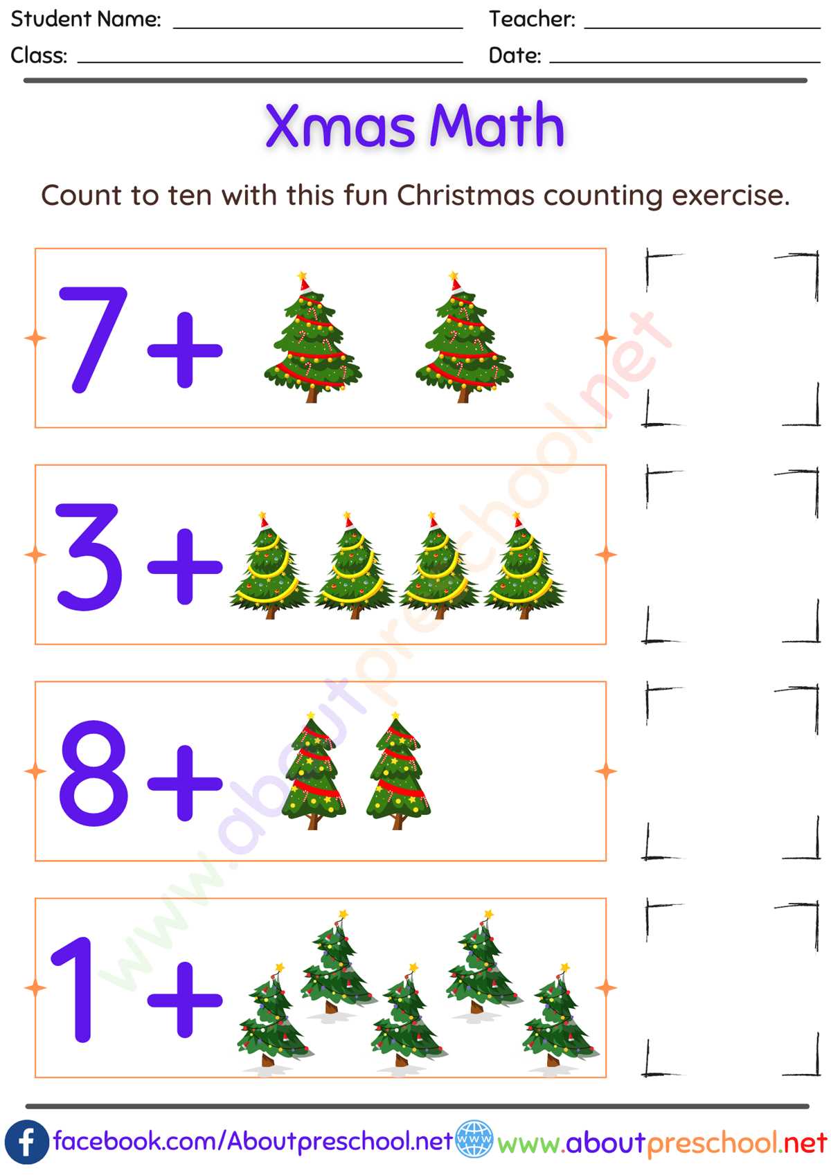 christmas preschool math worksheets