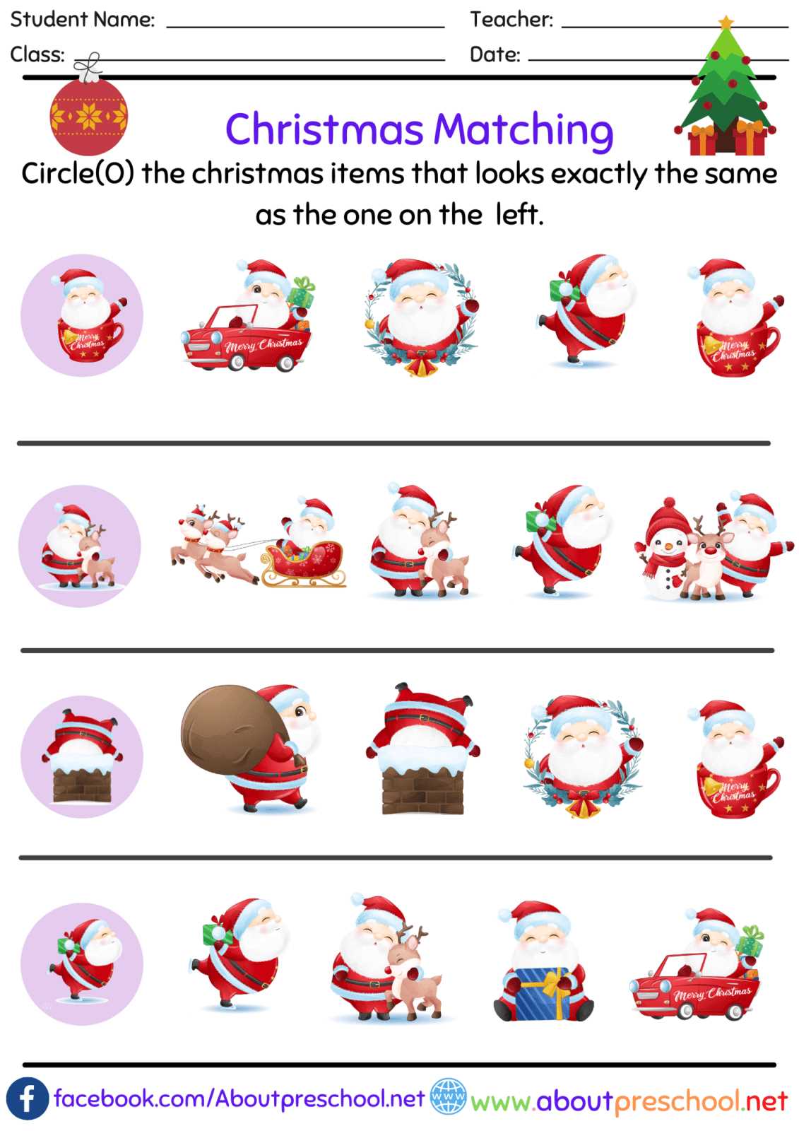 christmas worksheet preschool