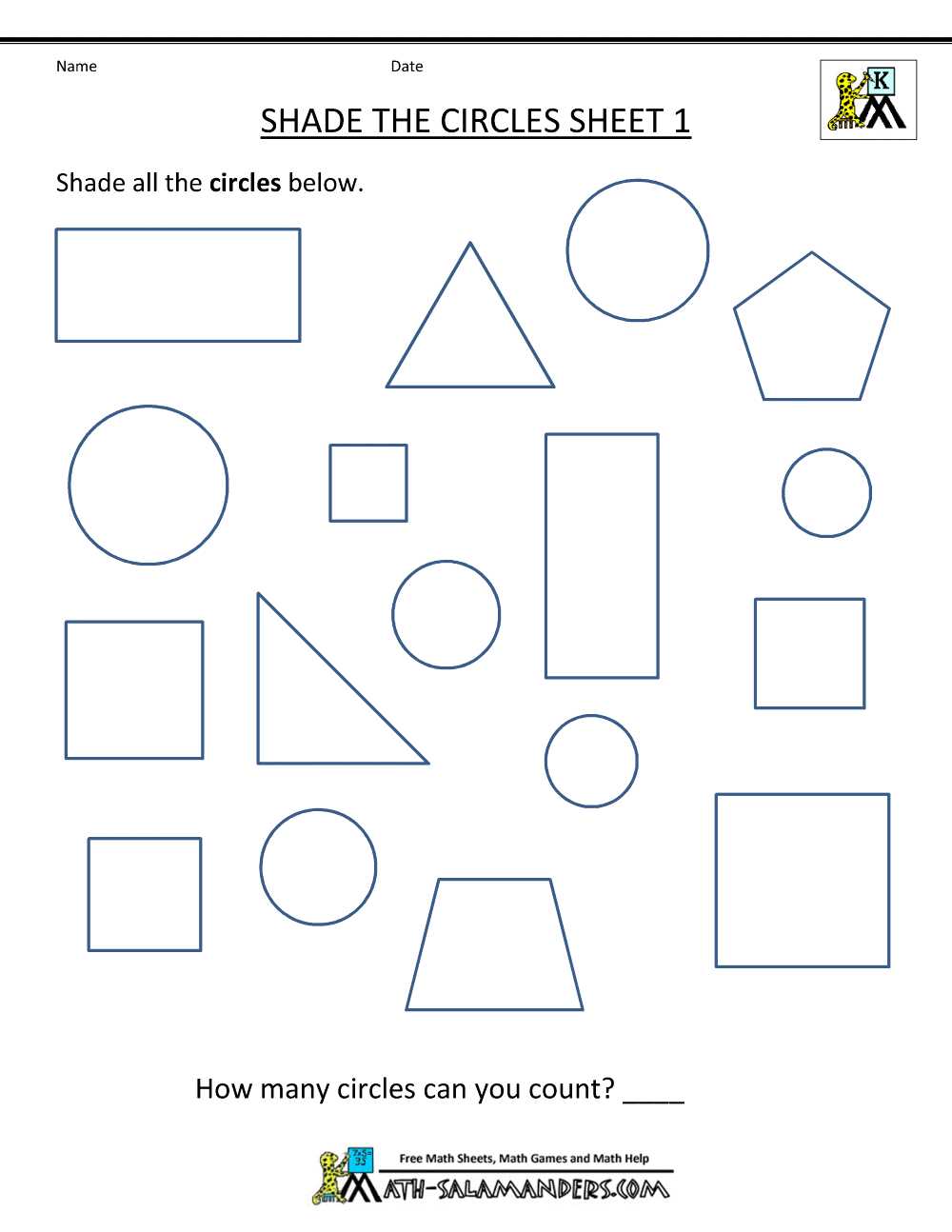 circle worksheets kindergarten