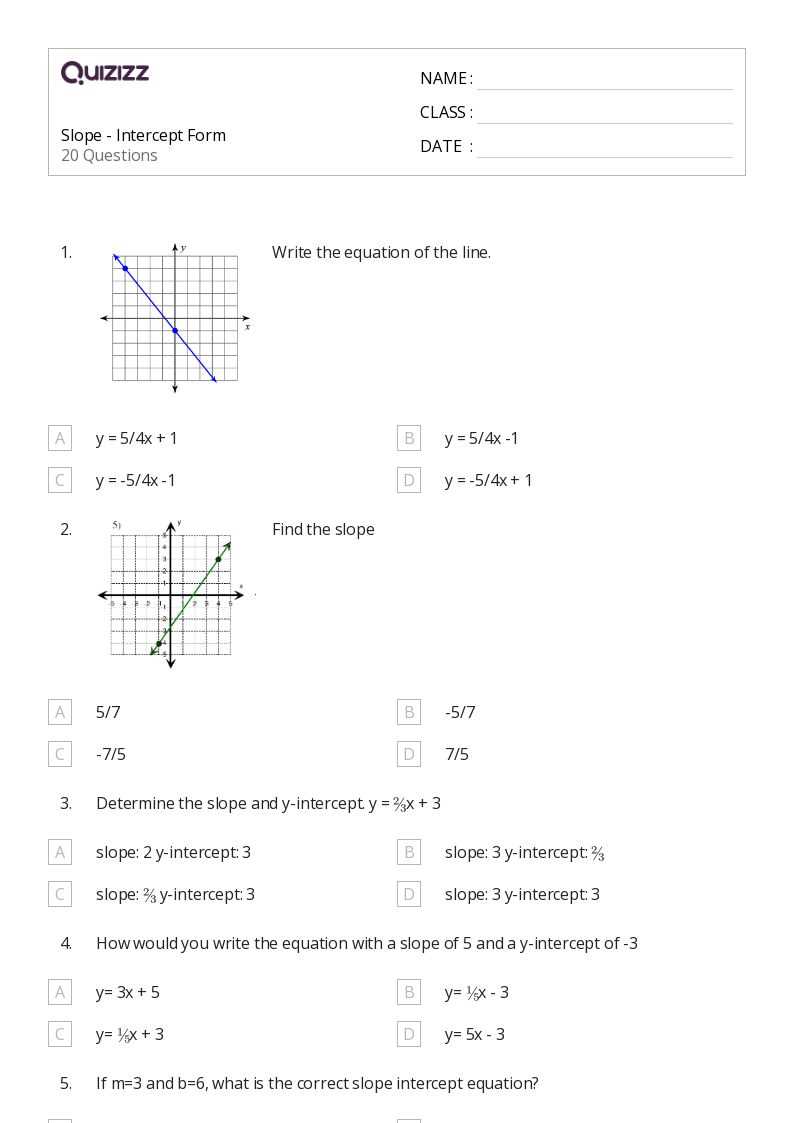 converting to slope intercept form worksheet