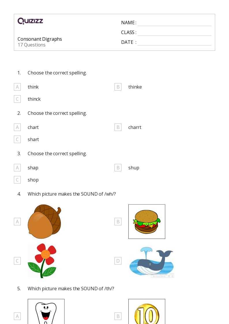 digraphs worksheets for grade 1