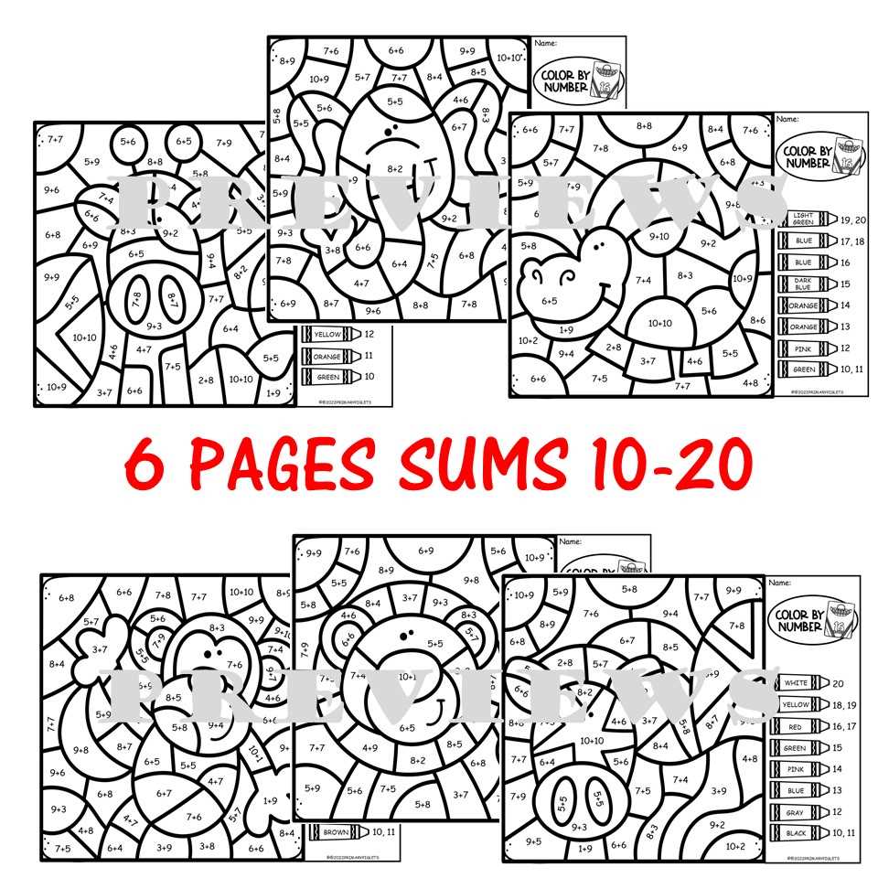 addition coloring worksheets free