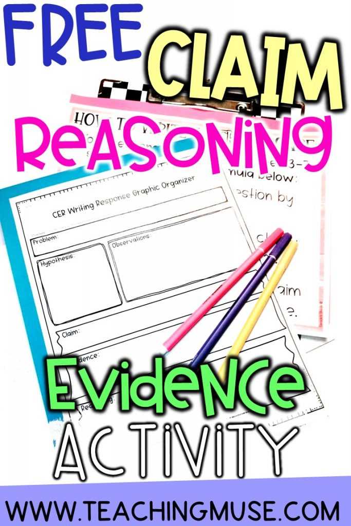 claim evidence reasoning in language arts worksheets