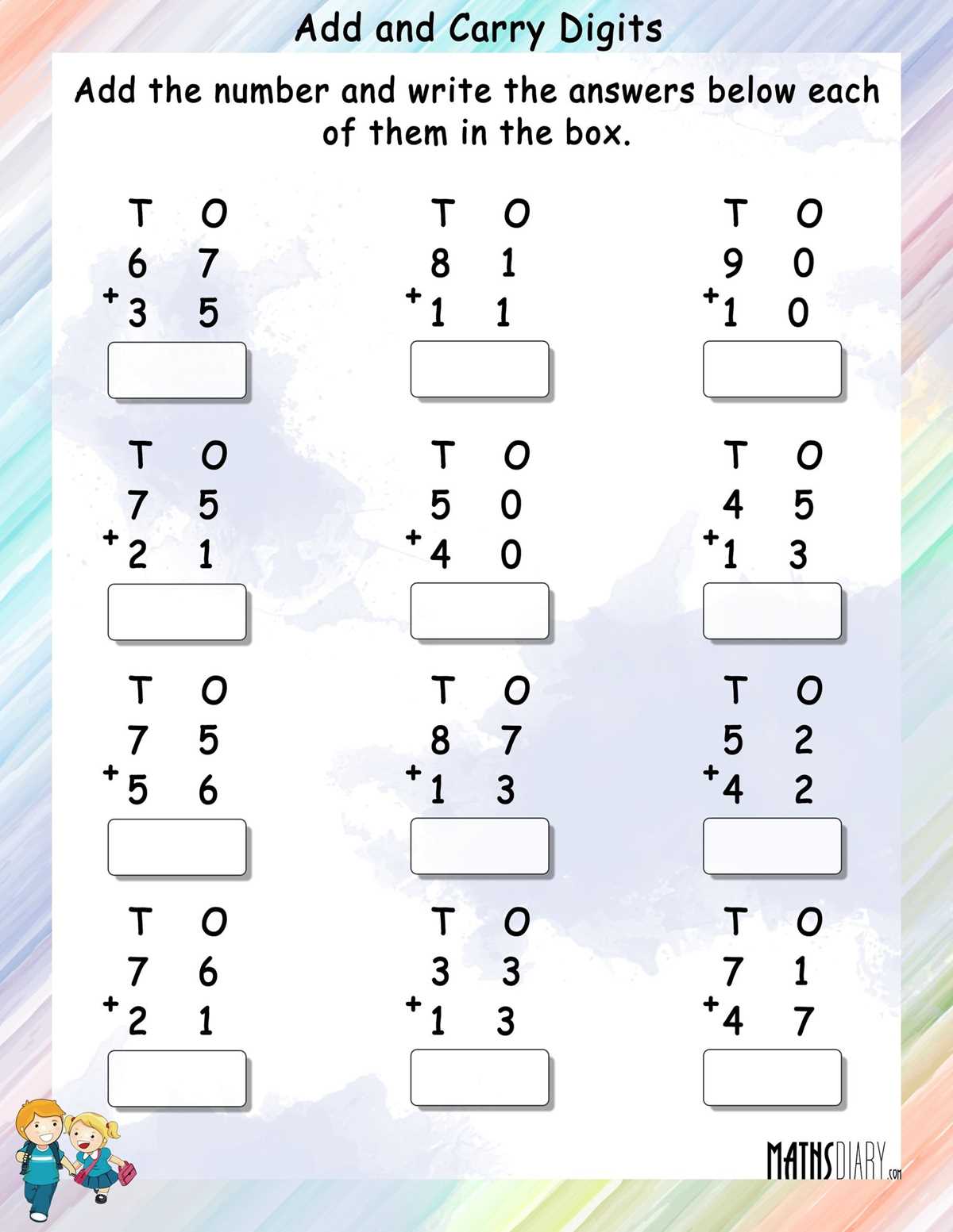 class 2 addition worksheets