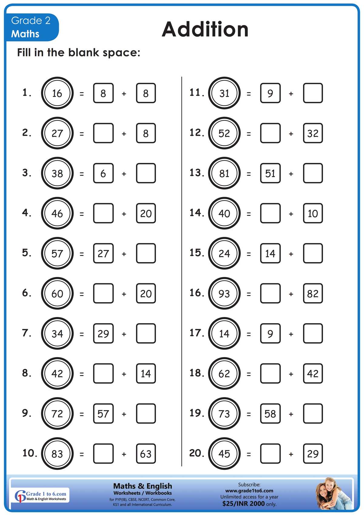 class 2 maths worksheet