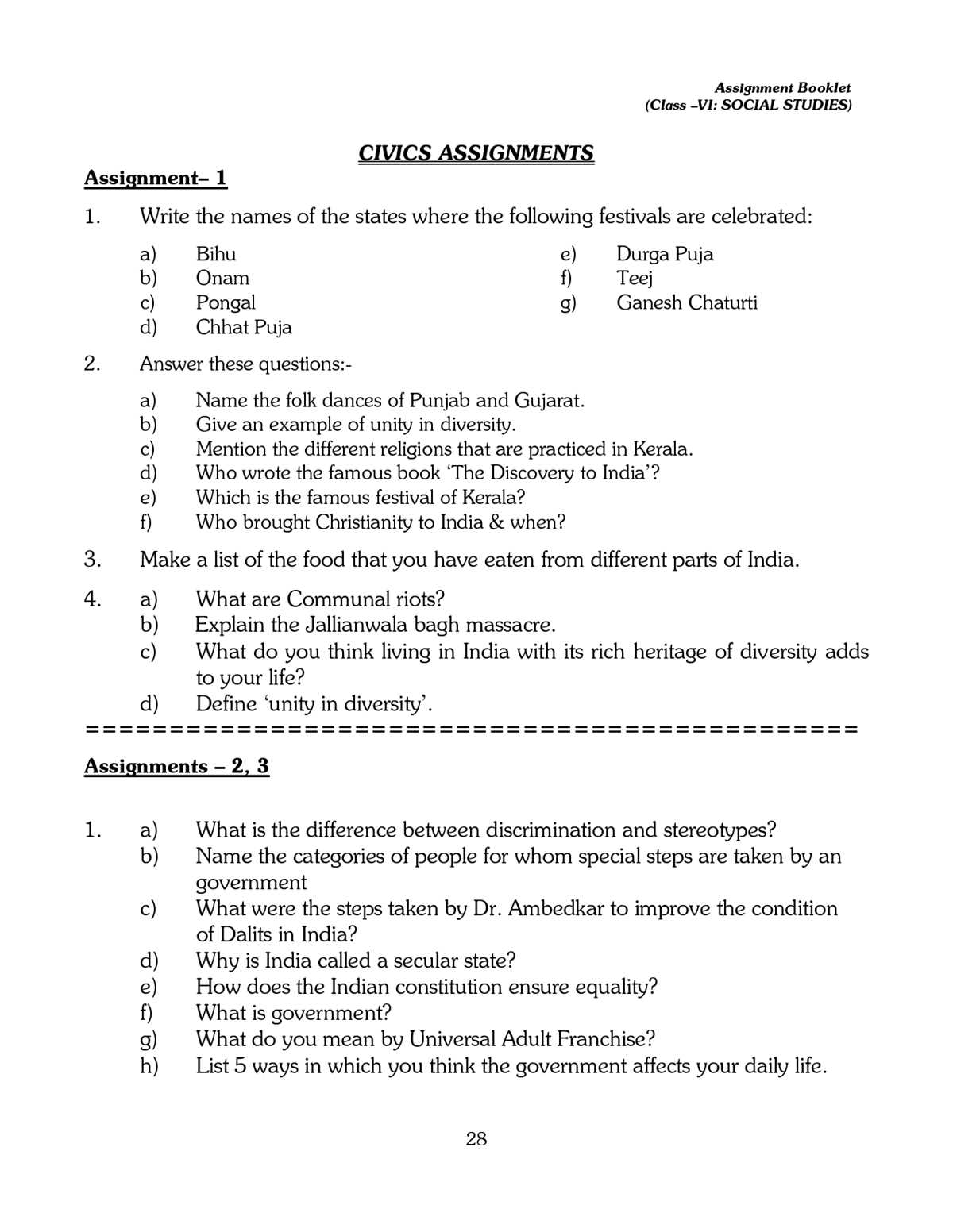 class 6 civics chapter 1 worksheet