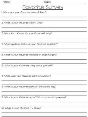 class survey worksheet