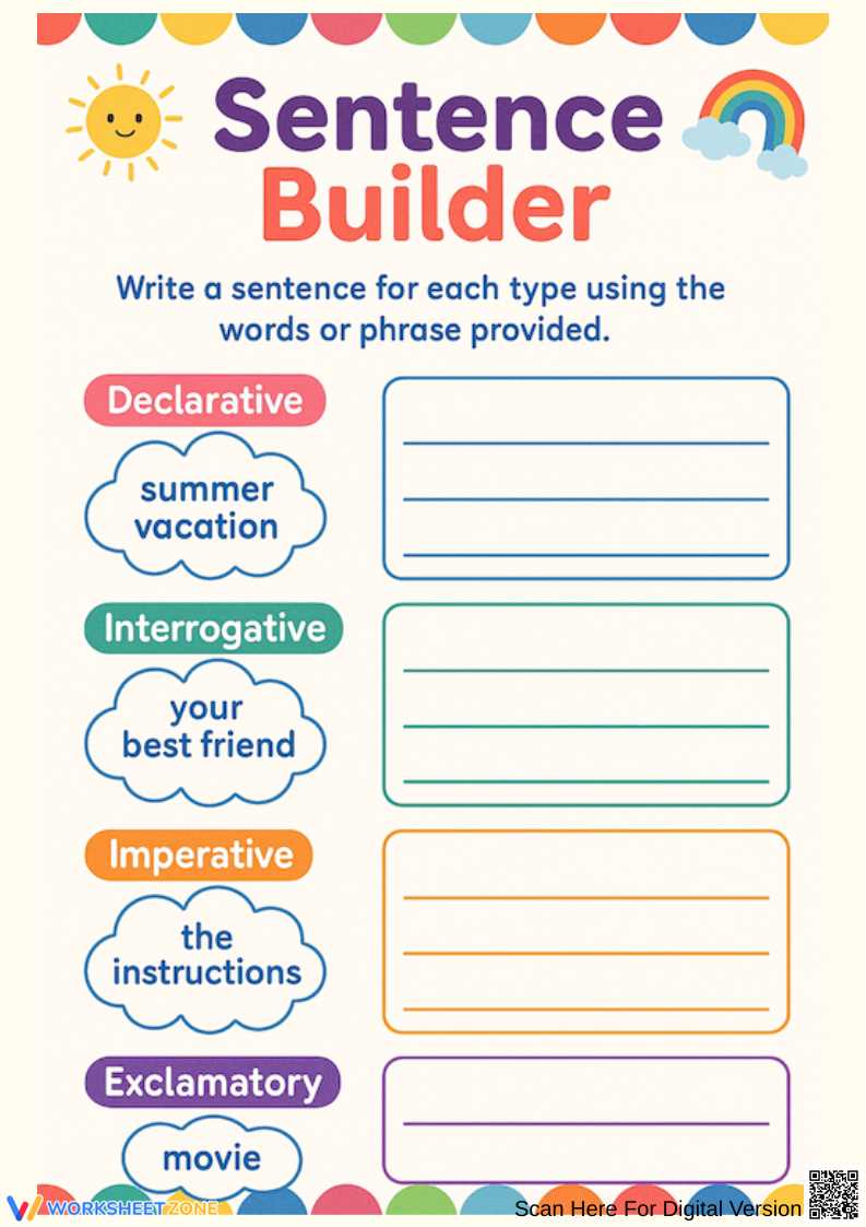 classifying sentences by structure worksheet