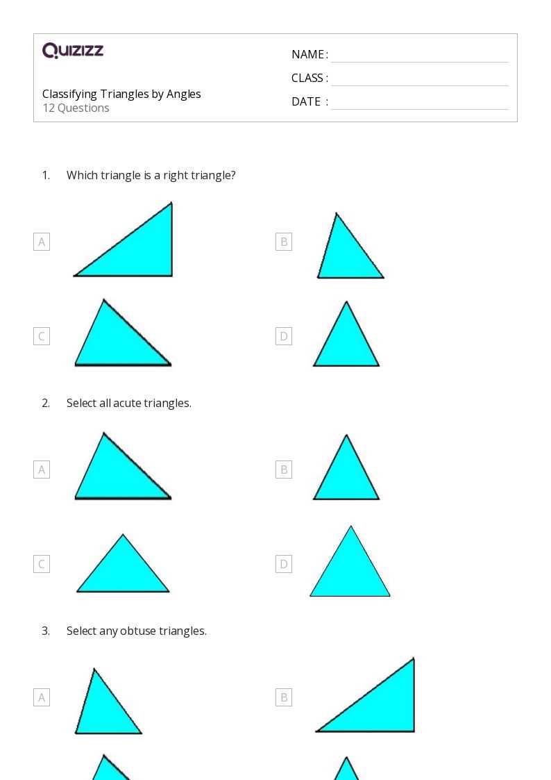 classifying triangles by angles worksheets