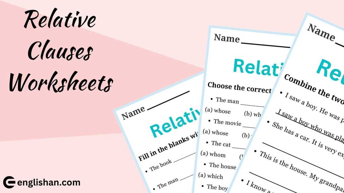 clauses worksheet for class 8