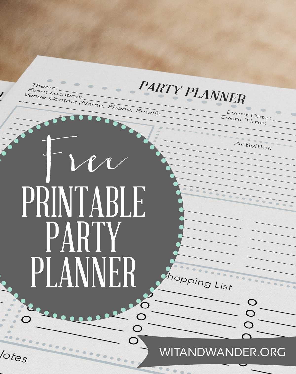 party planning worksheet