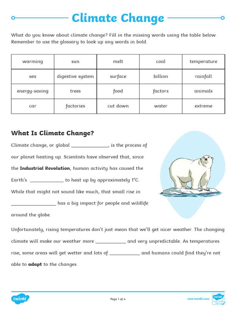 climate change review worksheet