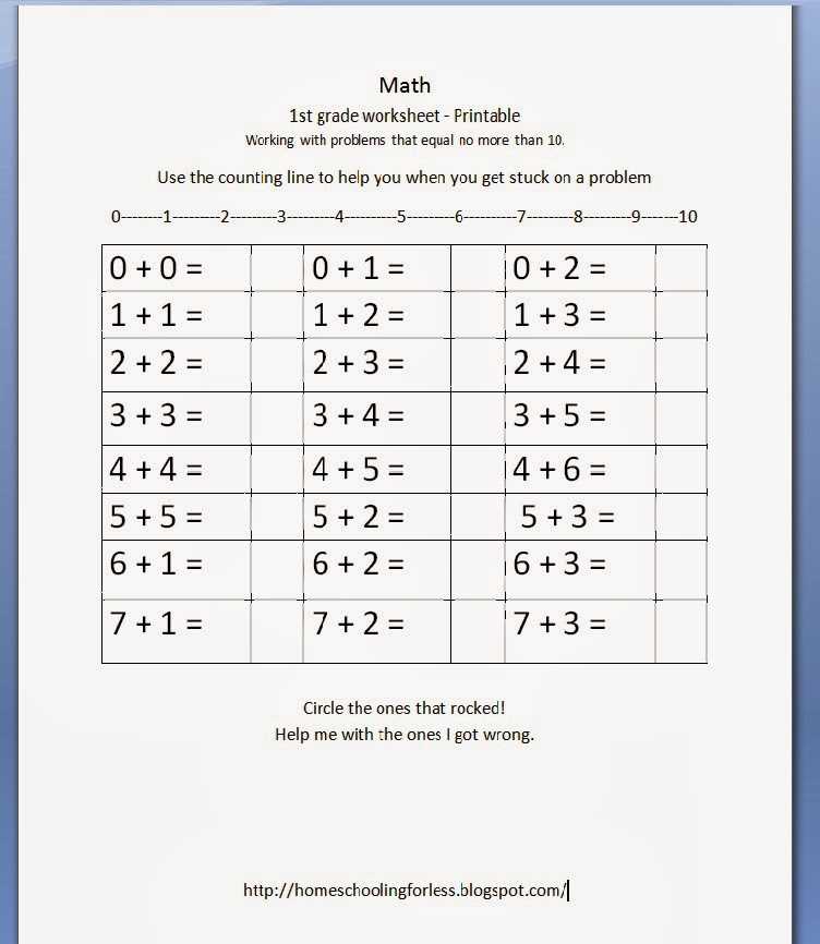 free printable 1st grade worksheets