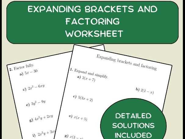 expanding and factoring algebraic expressions worksheets