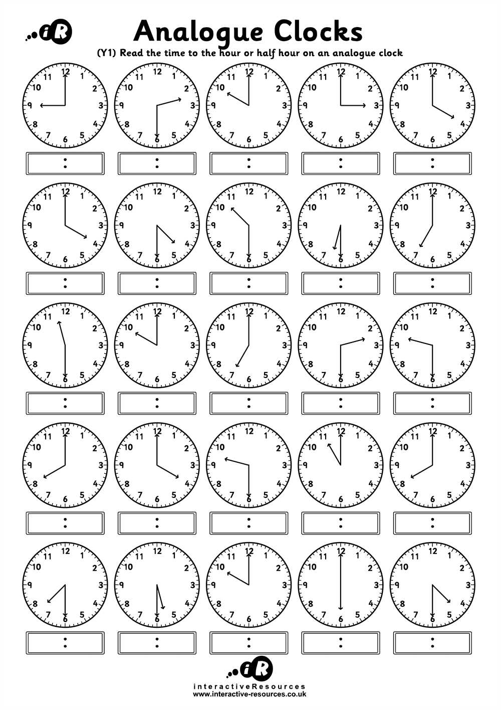 clock reading practice worksheets