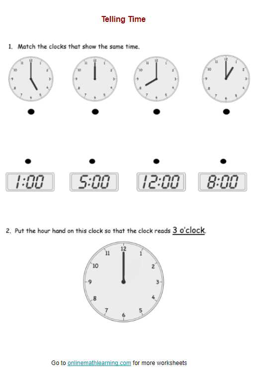 clocks worksheets