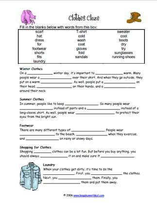 clozeline worksheet