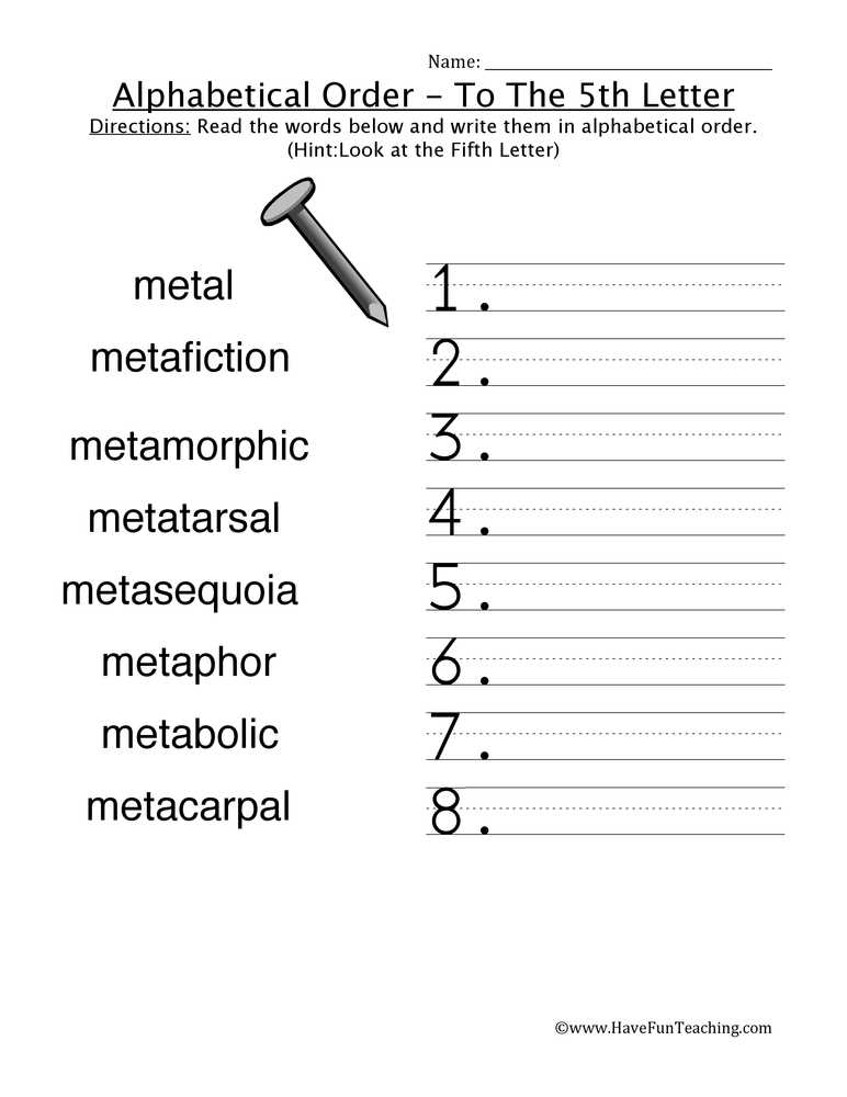 ordering the alphabet worksheets