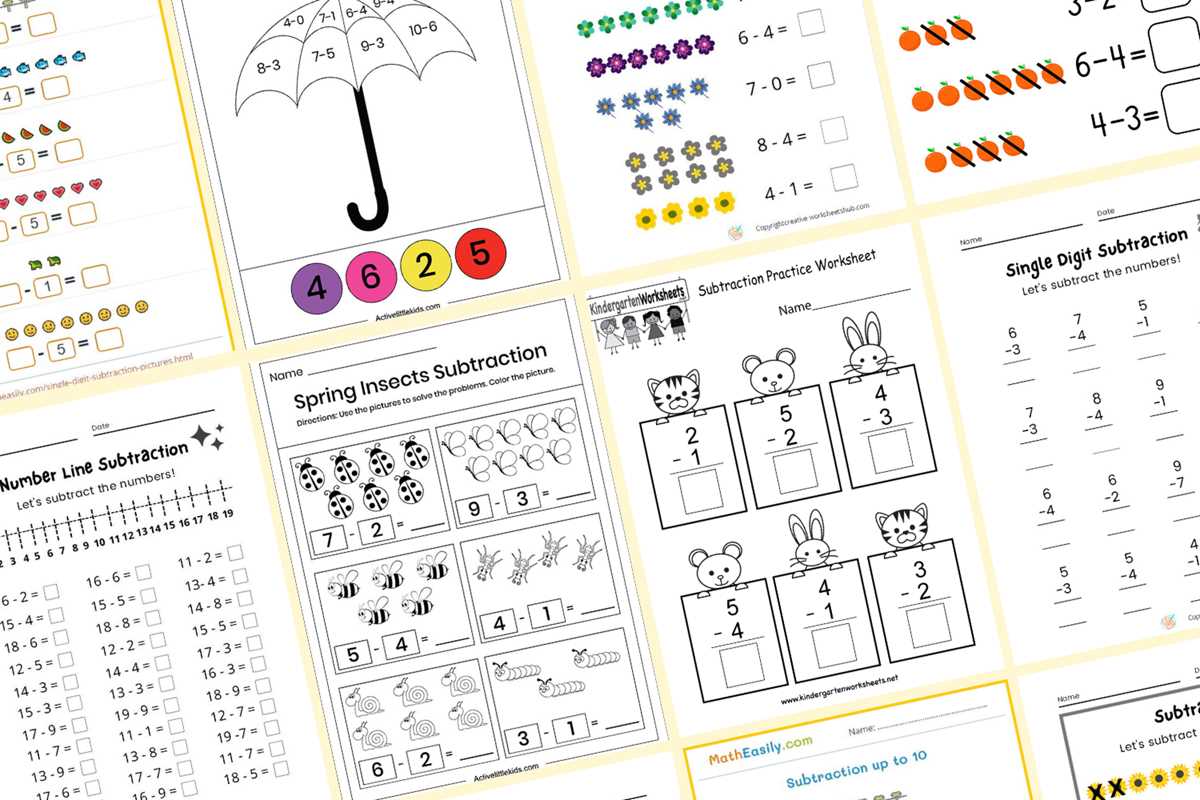 free printable math subtraction worksheets for kindergarten