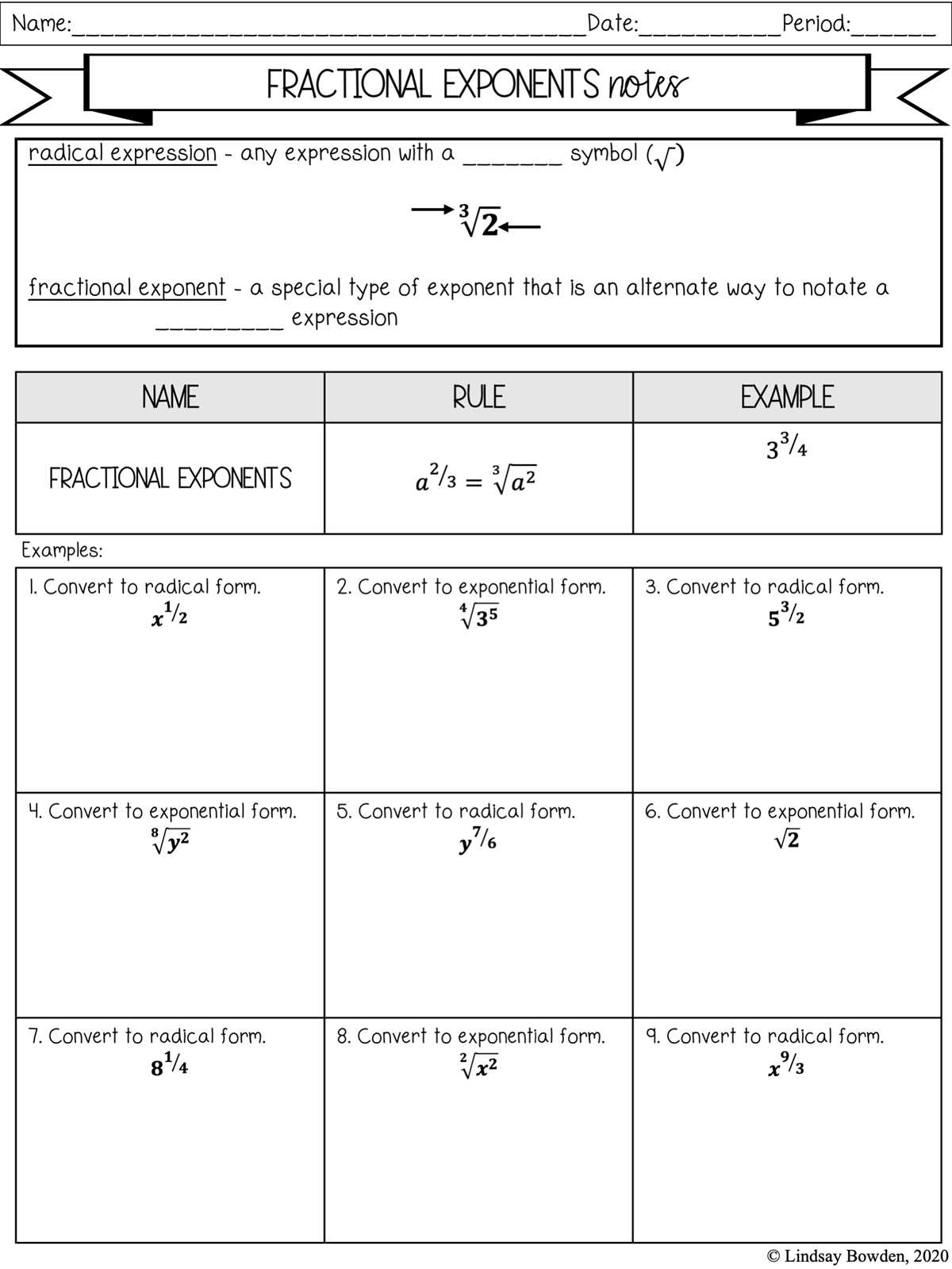 exponent operations worksheet 2 power to a power