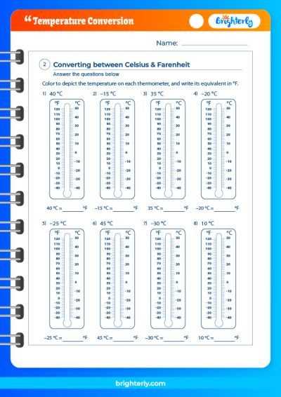 conversion from fahrenheit to celsius worksheet
