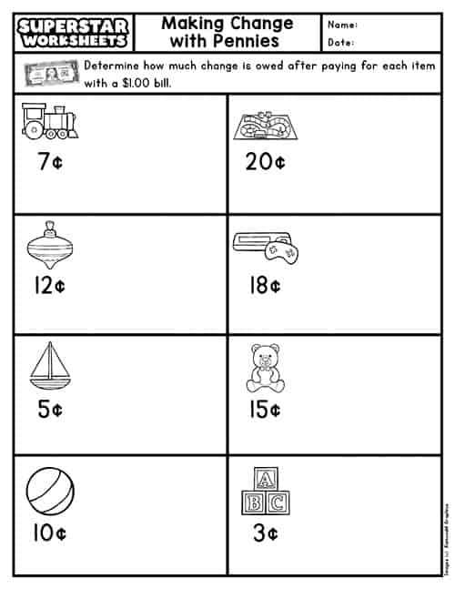 coin worksheets 1st grade