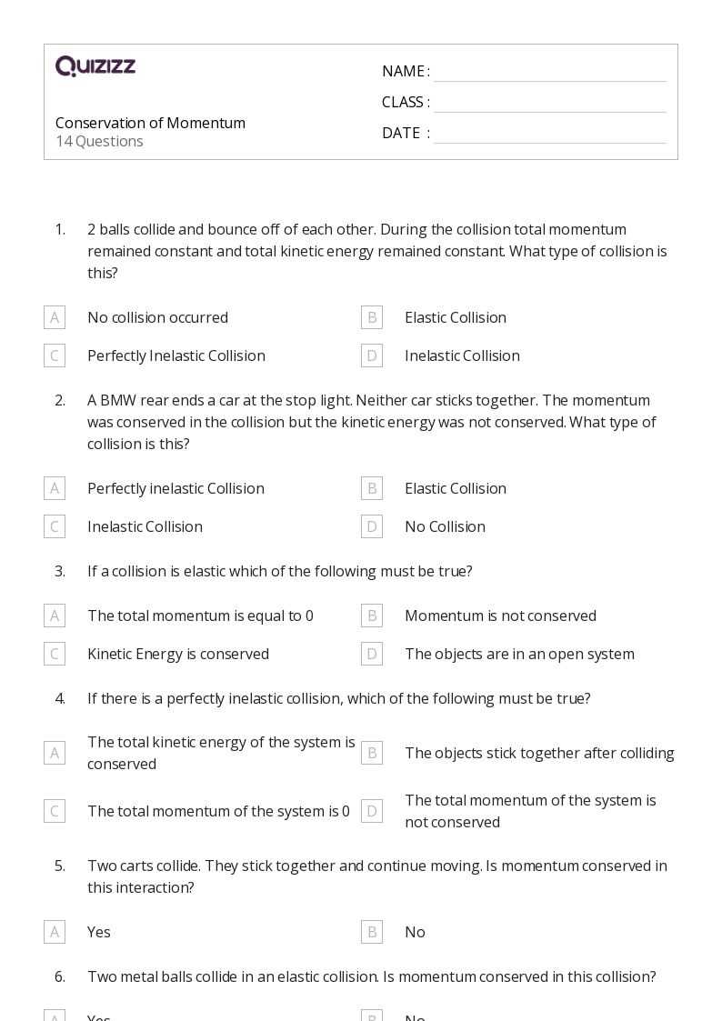 collision theory worksheets