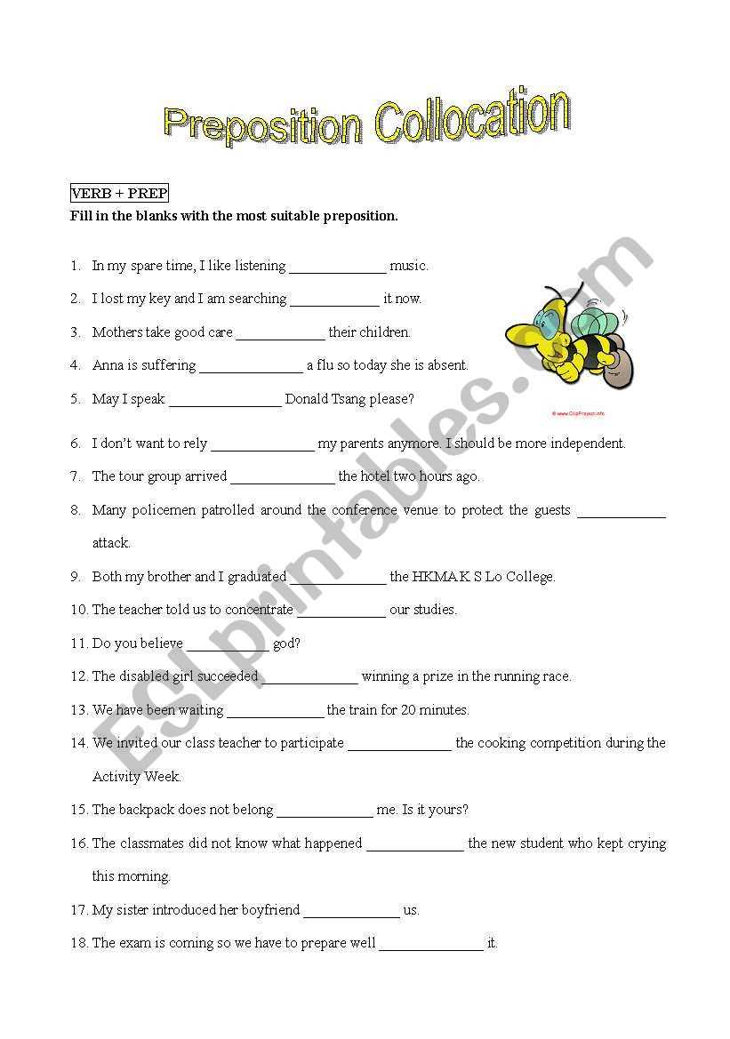 collocations activities worksheets