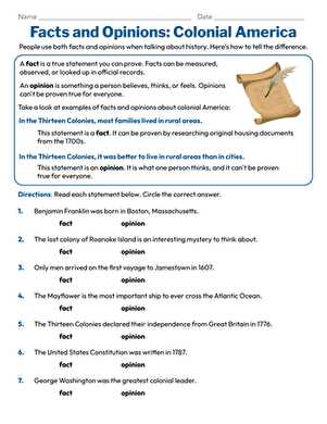 colonial period worksheets