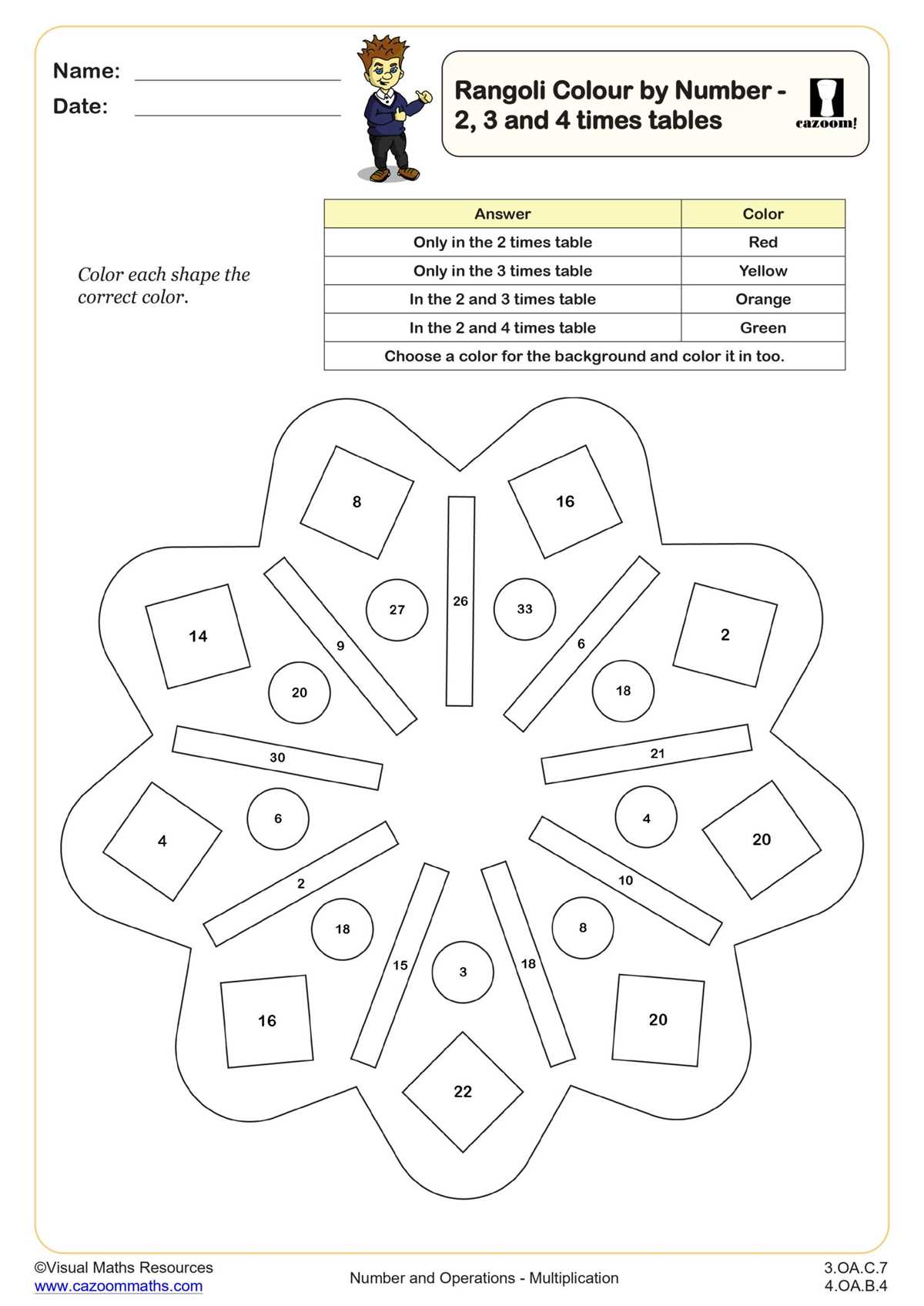 color by number math worksheets 4th grade