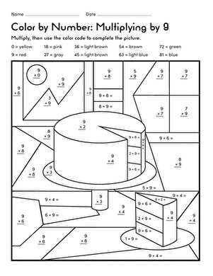 color by number multiplication worksheet